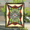 Chloe Lighting Eminent Tiffany-Style Geometric Stained Glass Window Panel 25" Height