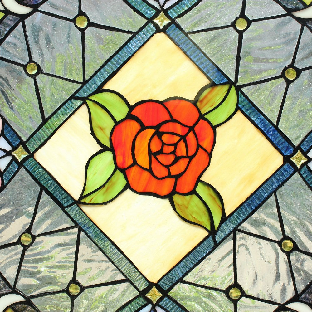 Chloe Lighting Enchanted Tiffany-Style Floral Stained Glass Window Panel 25’’ Height CHL-CH8P025RV25-RND