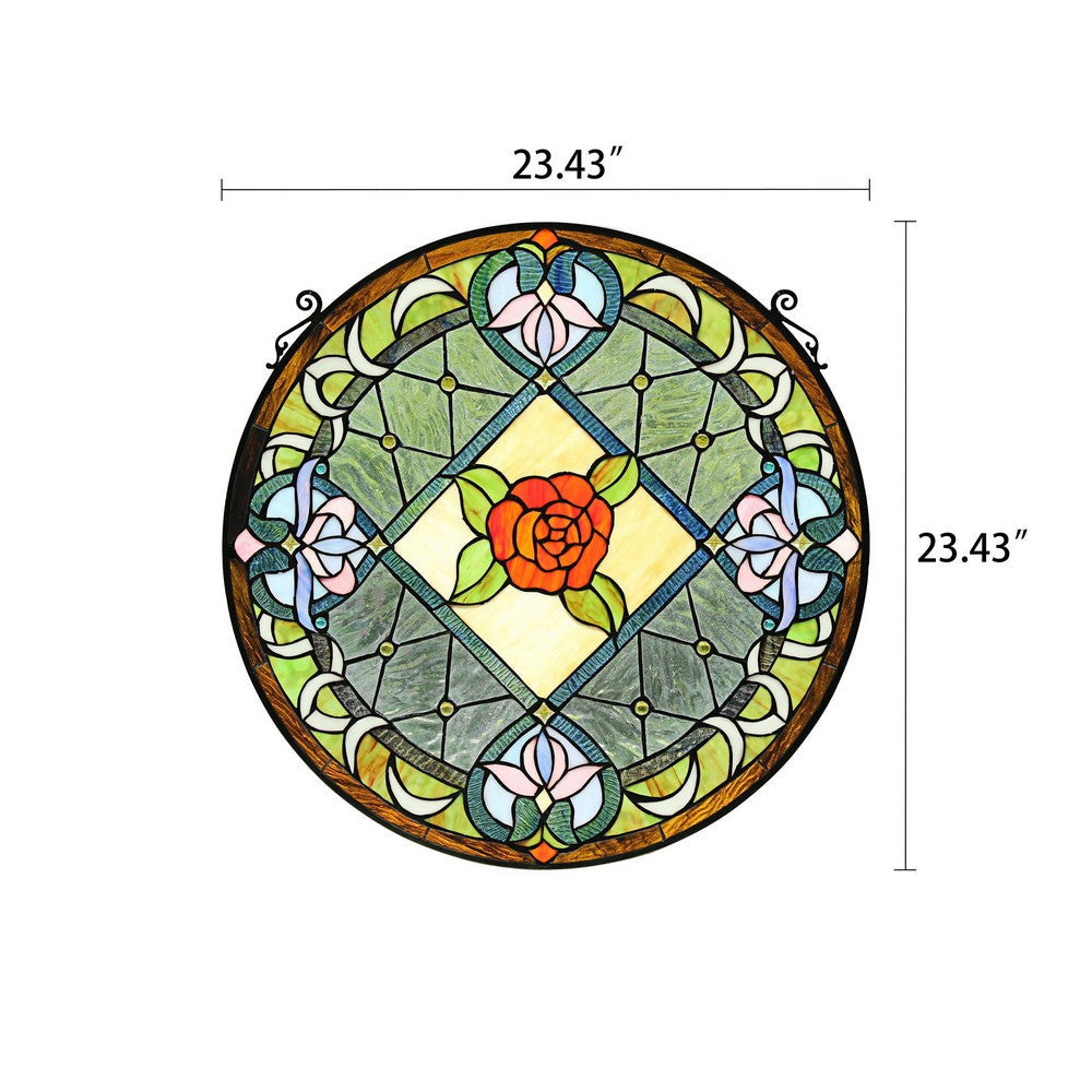 Chloe Lighting Enchanted Tiffany-Style Floral Stained Glass Window Panel 25’’ Height CHL-CH8P025RV25-RND