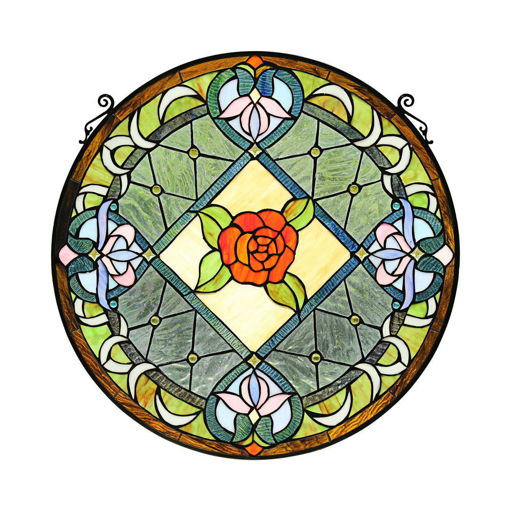Chloe Lighting Enchanted Tiffany-Style Floral Stained Glass Window Panel 25" Height