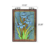 CHLOE Lighting BLUE IRIS Floral Tiffany-Style Stained Glass Verical Hanging Window Panel 25’’ Tall CHL-CH8P027BF24-VRT