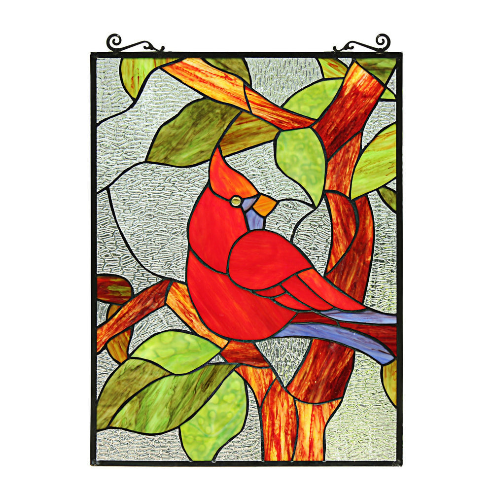 Chloe Lighting Cardinal Tiffany-Style Animal Stained Glass Window Panel 25" Height
