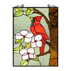 Chloe Lighting Hibiscus Cardinal Tiffany-Style Animal Stained Glass Window Panel 25" Height