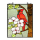 Chloe Lighting Hibiscus Cardinal Tiffany-Style Animal Stained Glass Window Panel 25" Height