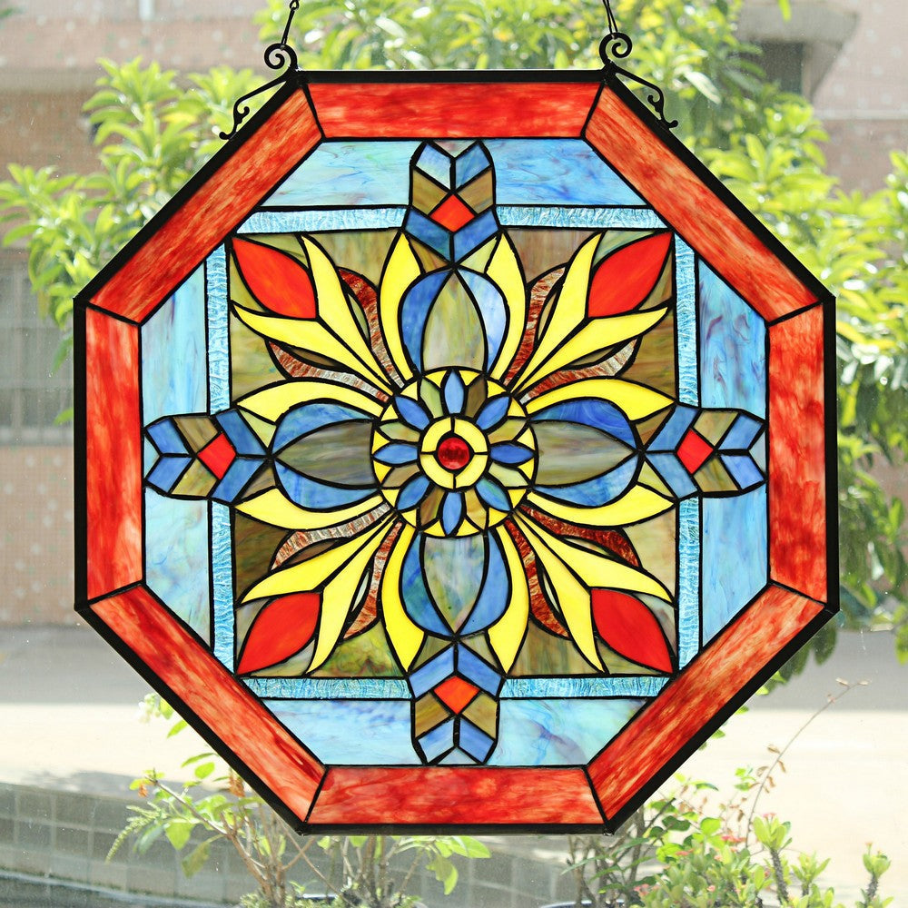 Chloe Lighting Dream Catcher Tiffany-Style Geometric Stained Glass Window Panel 23" Height