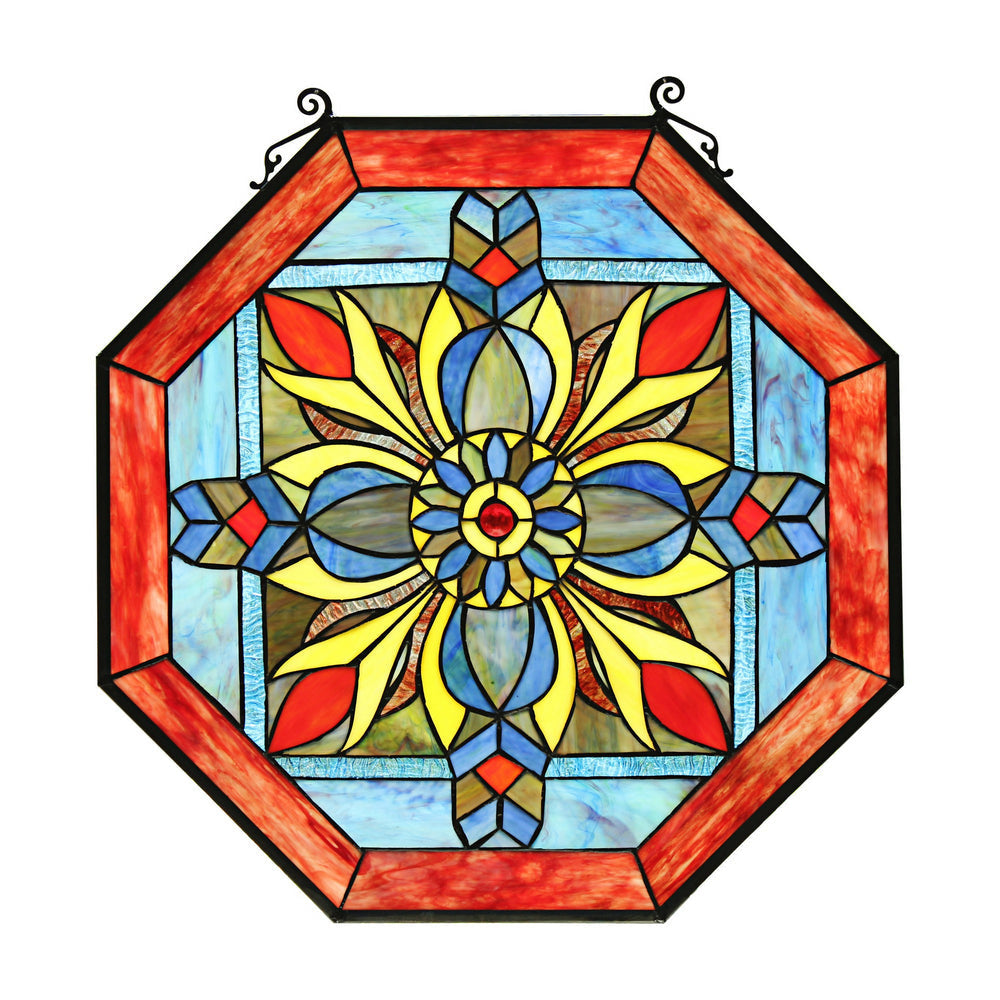 Chloe Lighting Dream Catcher Tiffany-Style Geometric Stained Glass Window Panel 23" Height