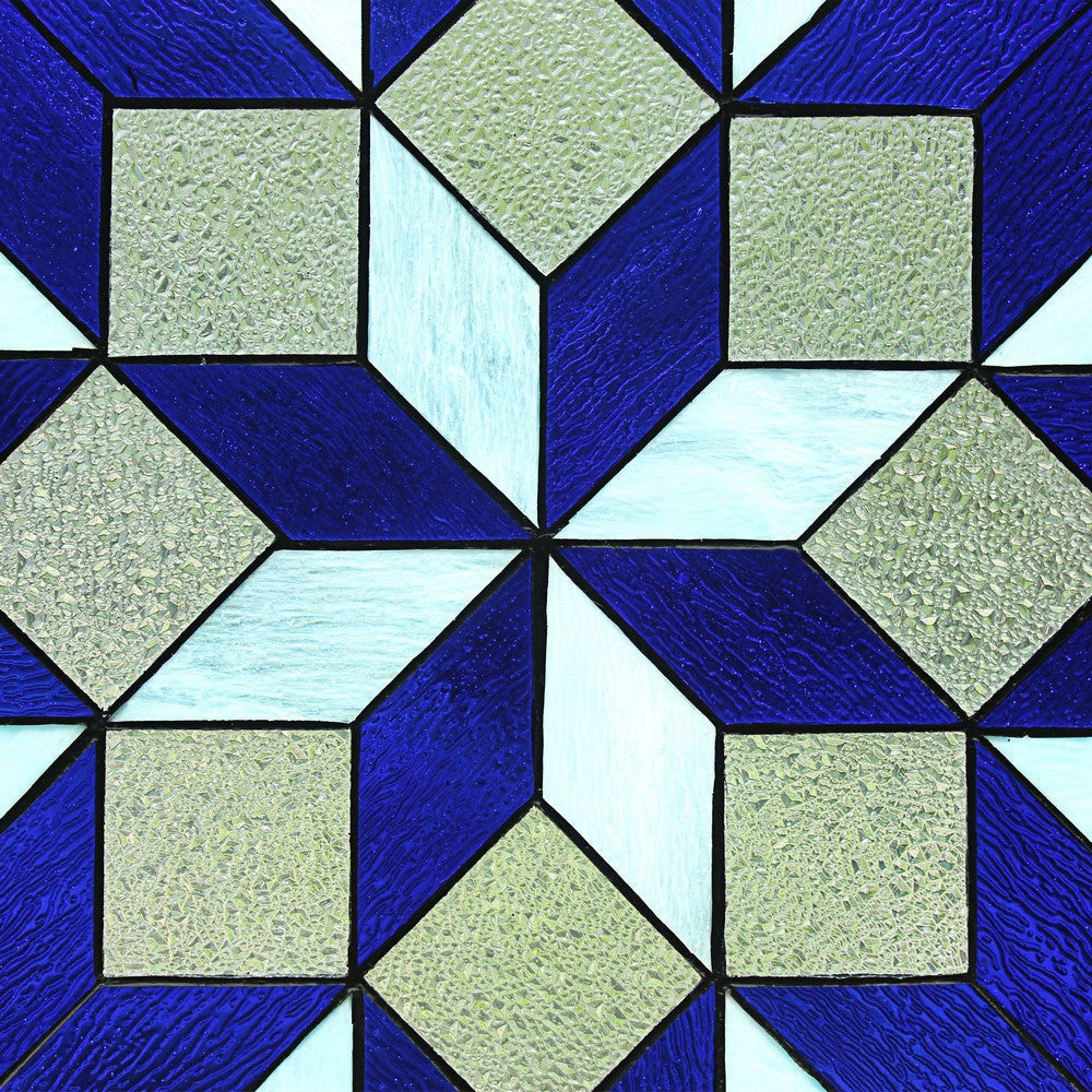 Chloe Lighting Labyrinth Tiffany-Style Geometric Stained Glass Window Panel 25’’ Height CHL-CH8P036BG25-SQR