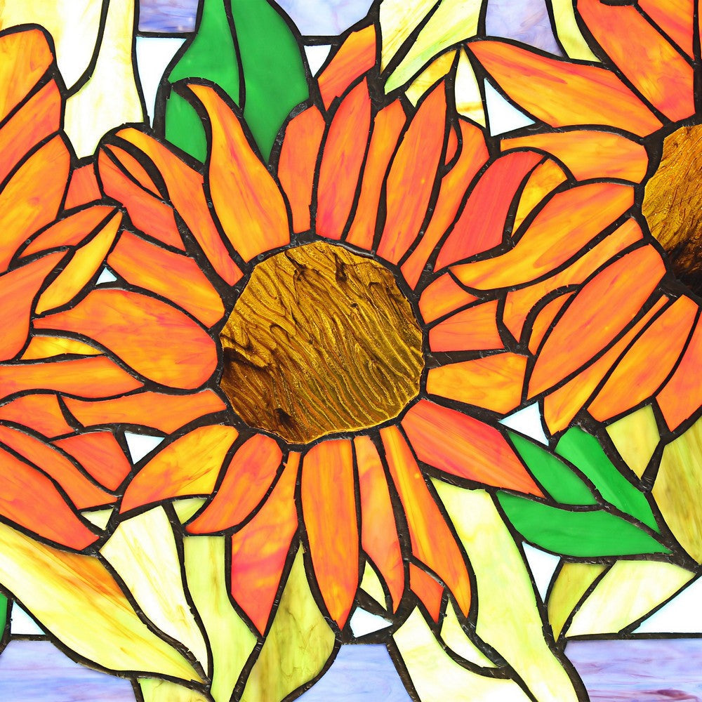 Chloe Lighting Helianthus Tiffany-Style Floral Stained Glass Window Panel 31’’ Width CHL-CH8P041OF31-HRT