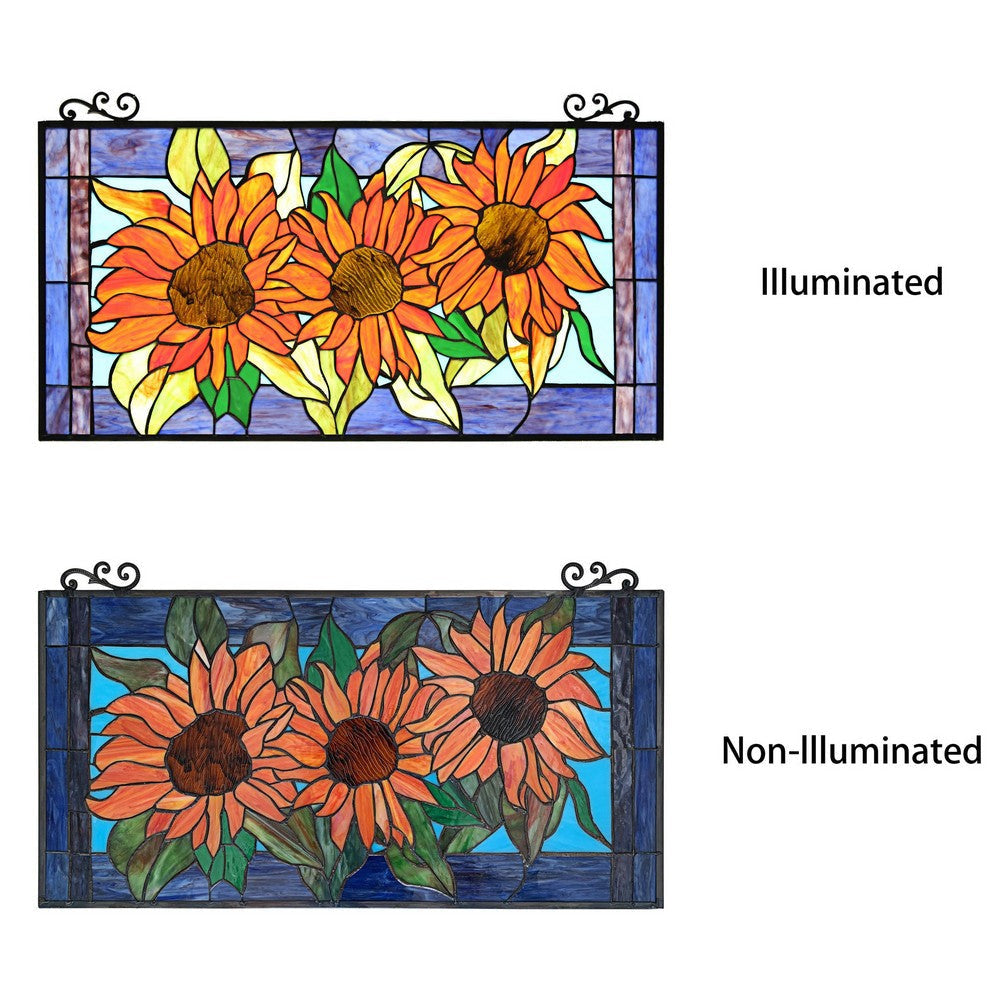 Chloe Lighting Helianthus Tiffany-Style Floral Stained Glass Window Panel 31’’ Width CHL-CH8P041OF31-HRT
