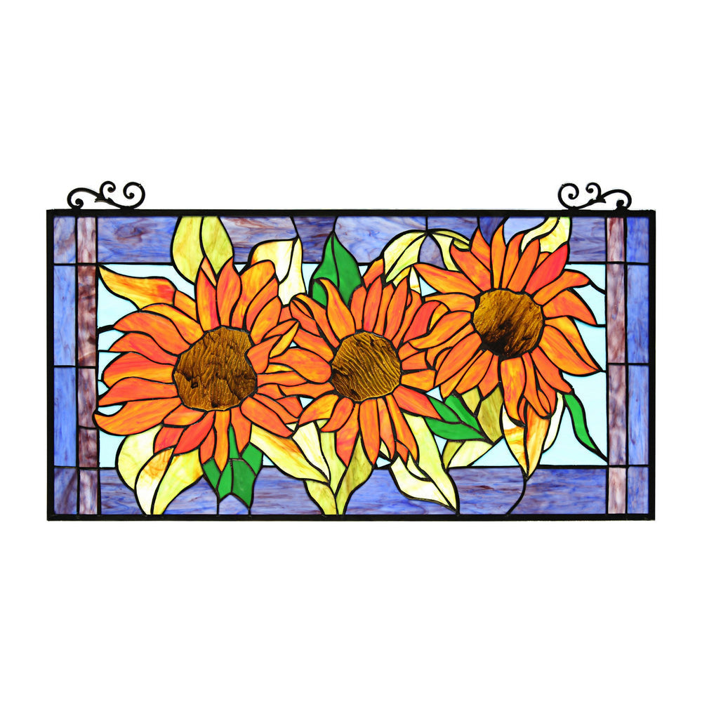 Chloe Lighting Helianthus Tiffany-Style Floral Stained Glass Window Panel 31" Width