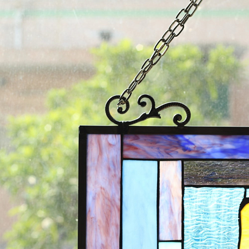 CHLOE Lighting LILIUM Tiffany-Style Floral Stained Glass Window Panel 32’’ Height CHL-CH8P043OF31-VRT