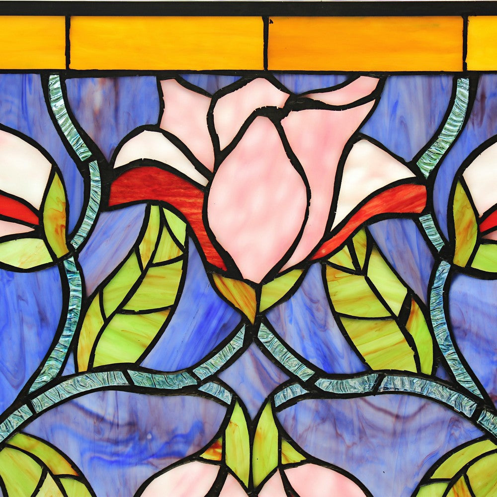 Chloe Lighting Oriental Tiffany-Style Floral Stained Glass Window Panel 34’’ Wide CHL-CH8P044GF34-HRT