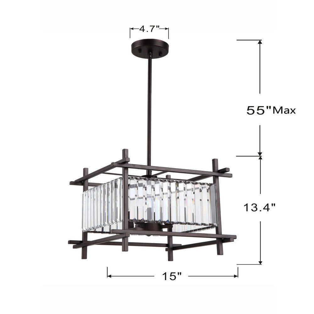 Lighting VANESSA Contemporary 4 Lights Rubbed Bronze Ceiling Pendant 15’’ Wide CHL-CH8R077RB15-UP4