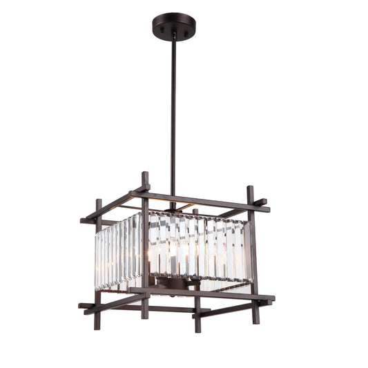 Lighting VANESSA Contemporary 4 Lights Rubbed Bronze Ceiling Pendant 15" Wide
