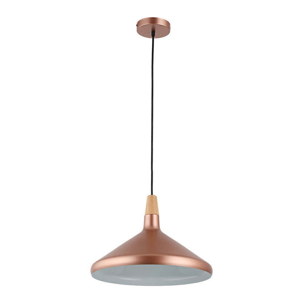 Lighting IRONCLAD Contemporary-Style 1 Light Matt Rose Gold Ceiling Mini Pendant 15’’ Wide CHL-CH8S929RG15-DP1