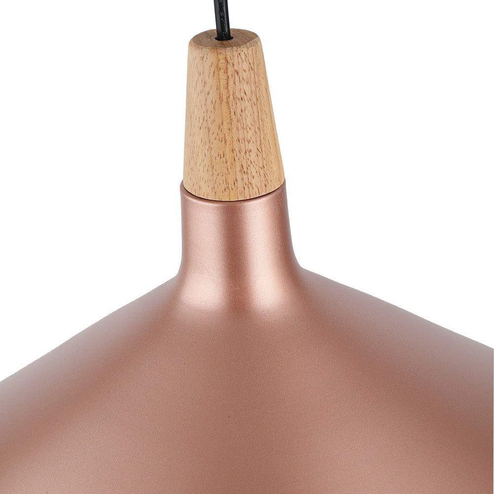 Lighting IRONCLAD Contemporary-Style 1 Light Matt Rose Gold Ceiling Mini Pendant 15’’ Wide CHL-CH8S929RG15-DP1