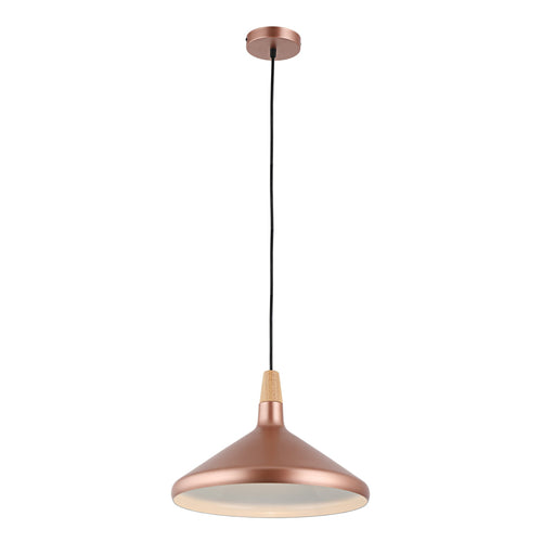 Lighting IRONCLAD Contemporary-Style 1 Light Matt Rose Gold Ceiling Mini Pendant 15" Wide