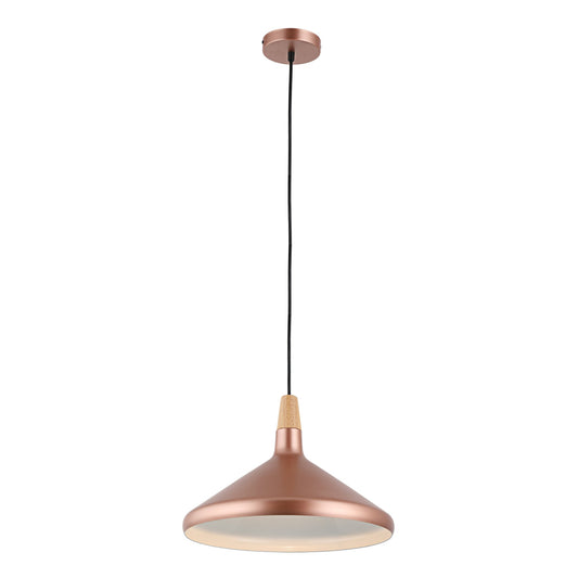 Lighting IRONCLAD Contemporary-Style 1 Light Matt Rose Gold Ceiling Mini Pendant 15" Wide