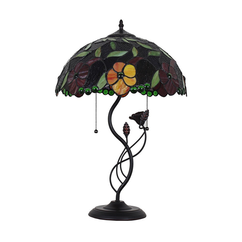 Chloe Lighting Mariebelle Tiffany-Style Floral Stained Glass Table Lamp 16’’ Width CHL-CH8T202BF16-TL2