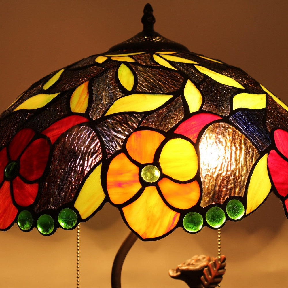 Chloe Lighting Mariebelle Tiffany-Style Floral Stained Glass Table Lamp 16’’ Width CHL-CH8T202BF16-TL2