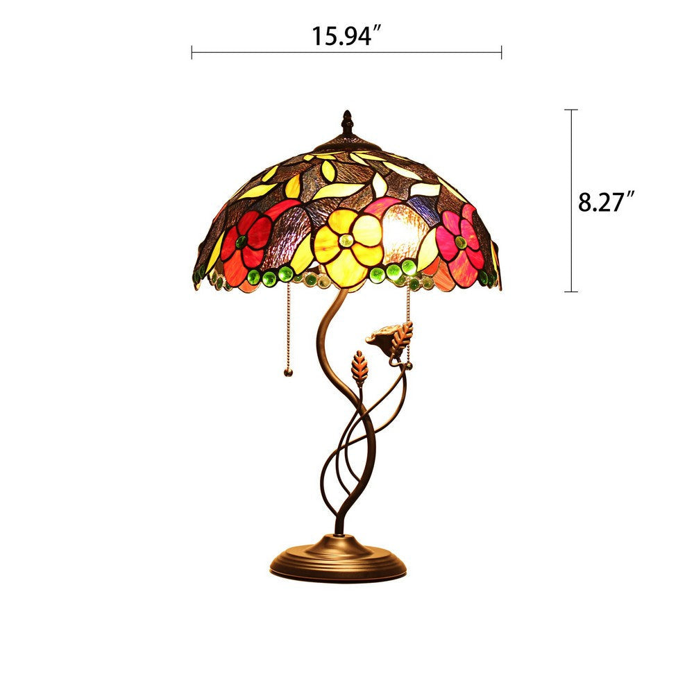 Chloe Lighting Mariebelle Tiffany-Style Floral Stained Glass Table Lamp 16’’ Width CHL-CH8T202BF16-TL2