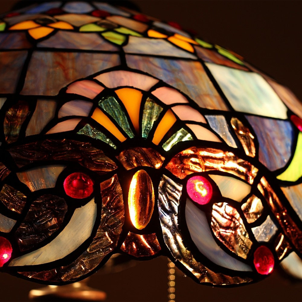 CHLOE Lighting ELENA Tiffany-Style 2-Light Victorian Stained Glass Table Lamp 16’’ Wide CHL-CH8T203PV16-TL2
