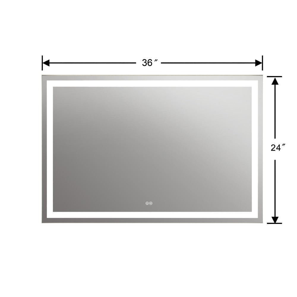 Rectangular Mirror with LED Light and Dimmable Touch Button Clear CHL-CH9M001BD36-LRT