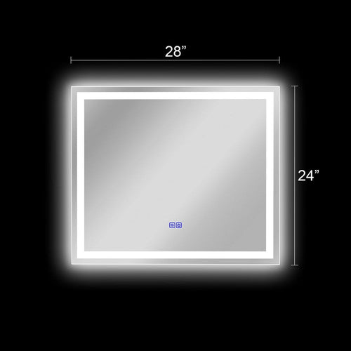 Luminosity Back Lit Rectangular Touchscreen Led Mirror 3 Color Temperatures 3000K-6000K 28" Wide