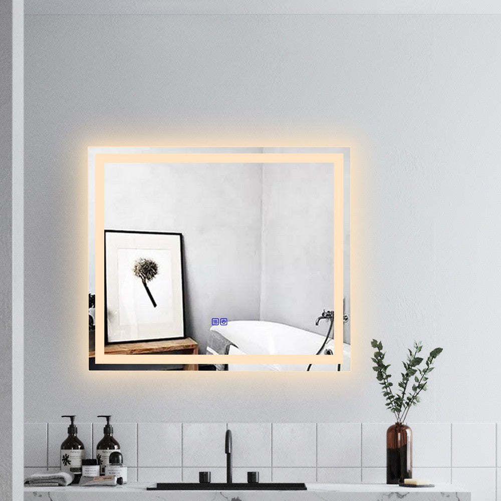 Luminosity Back Lit Rectangular Touchscreen Led Mirror 3 Color Temperatures 3000K-6000K 28’’ Wide CHL-CH9M001BL28-HRT