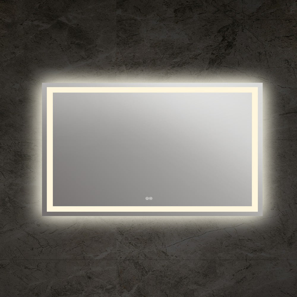 Square Mirror with Warm White LED Light and Dimmable Touch Button Clear CHL-CH9M001BW28-LRT