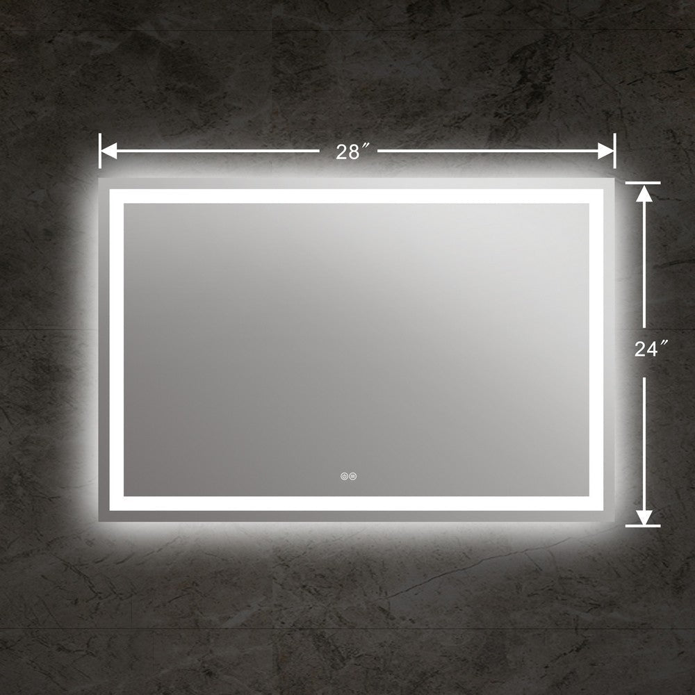 Square Mirror with Warm White LED Light and Dimmable Touch Button Clear CHL-CH9M001BW28-LRT