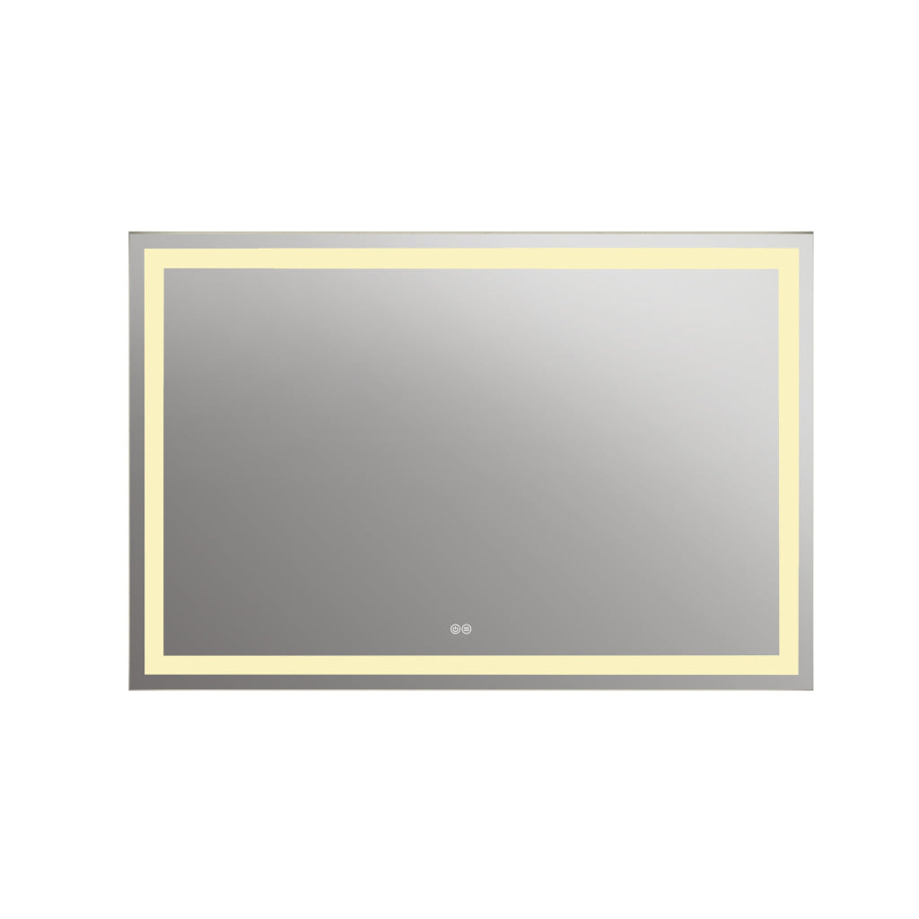Rectangle Mirror with Warm White LED Light and Dimmable Touch Button, Clear