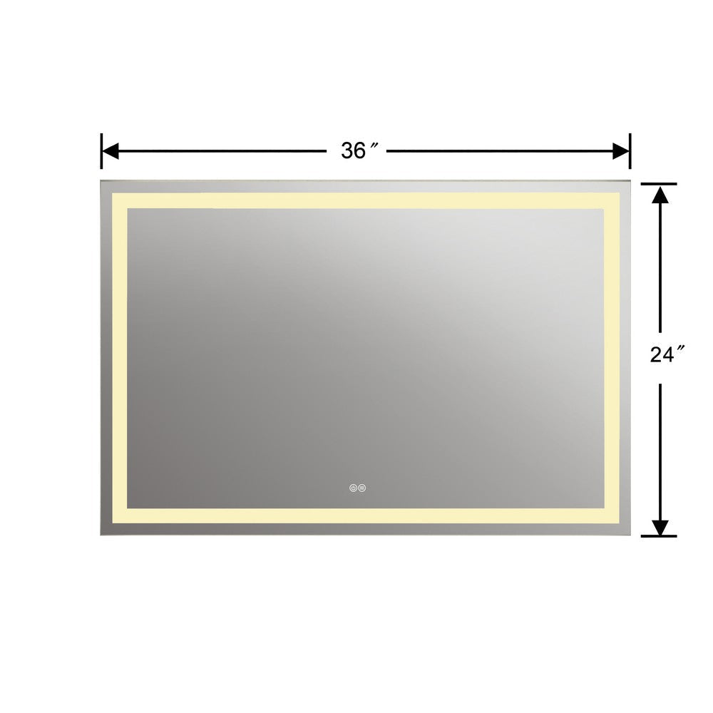 Rectangle Mirror with Warm White LED Light and Dimmable Touch Button Clear CHL-CH9M001BW36-LRT