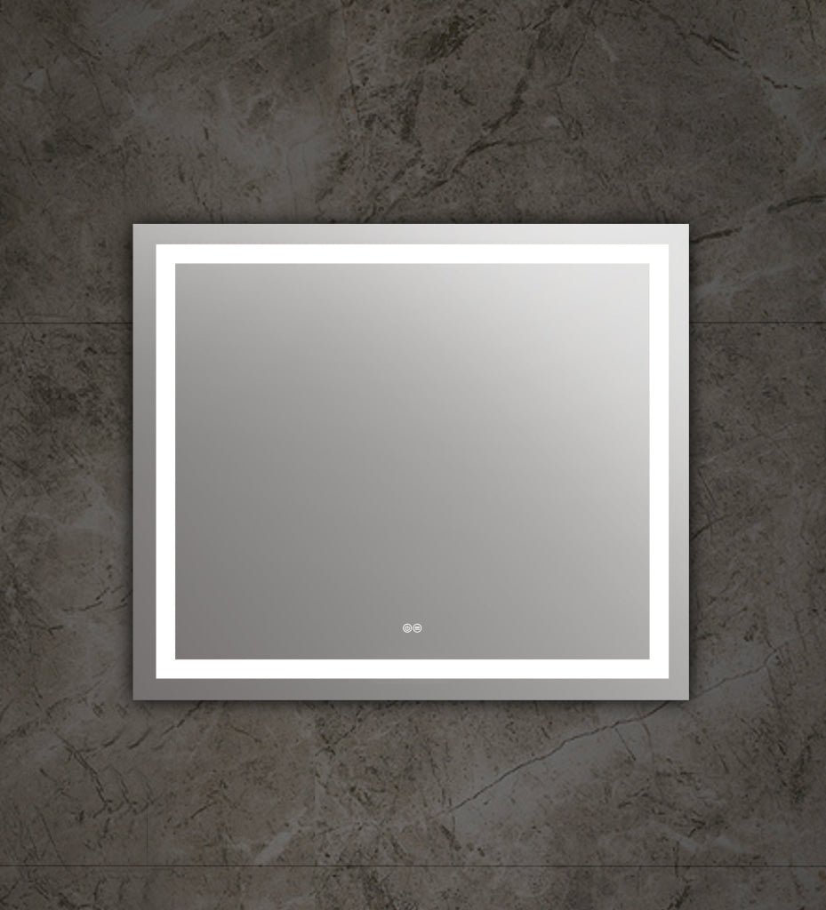 Rectangle Mirror with White LED Light and Dimmable Touch Button, Clear