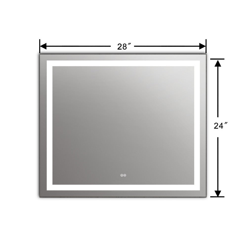 Rectangle Mirror with White LED Light and Dimmable Touch Button Clear CHL-CH9M001ED28-LRT