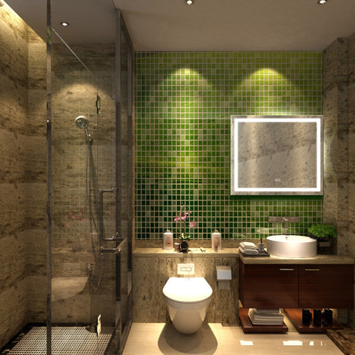 Rectangle Mirror with White LED Light and Dimmable Touch Button, Clear