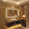 Rectangle Glass Mirror with Round Corners and White LED Light, Clear