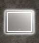 Rectangle Glass Mirror with Round Corners and White LED Light, Clear