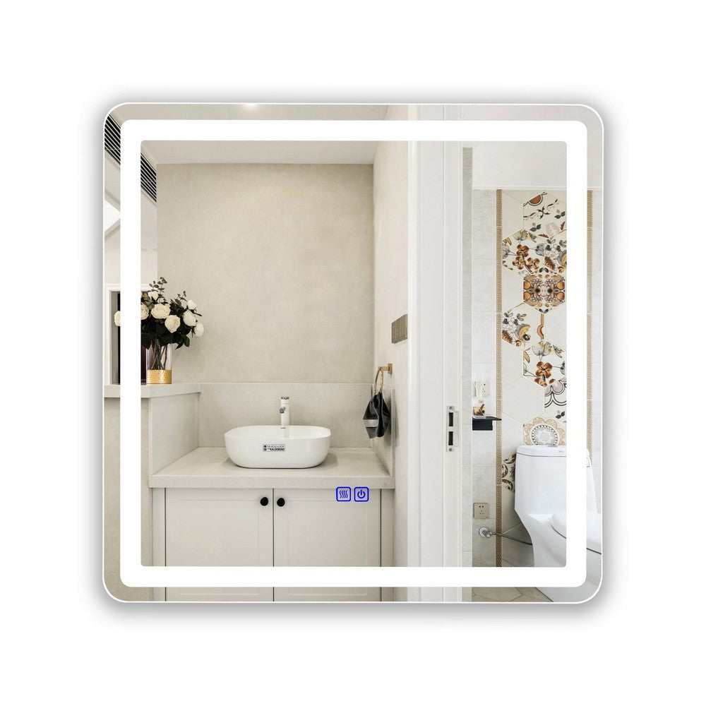 Luminosity Back Lit Square Touchscreen Led Mirror 3 Color Temperatures 3000K-6000K 24’’ Wide CHL-CH9M002BL24-SQR