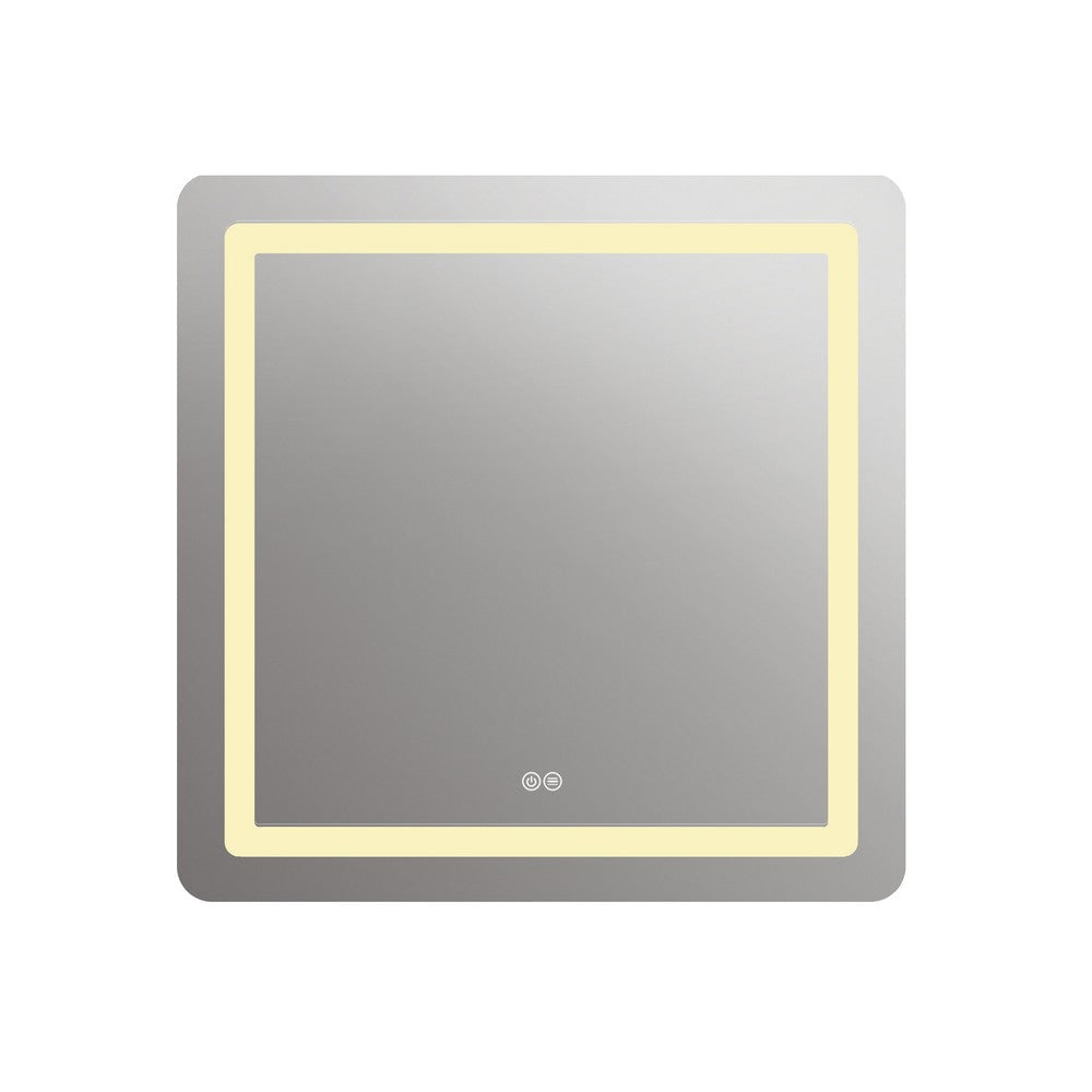 Square Mirror with Curved Edges and Dimmable Touch Button Clear CHL-CH9M002BW24-LSQ