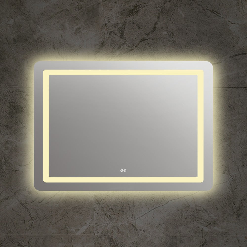 Square Glass Mirror with LED Light and Dimmable Touch Button Clear CHL-CH9M002BW30-LRT