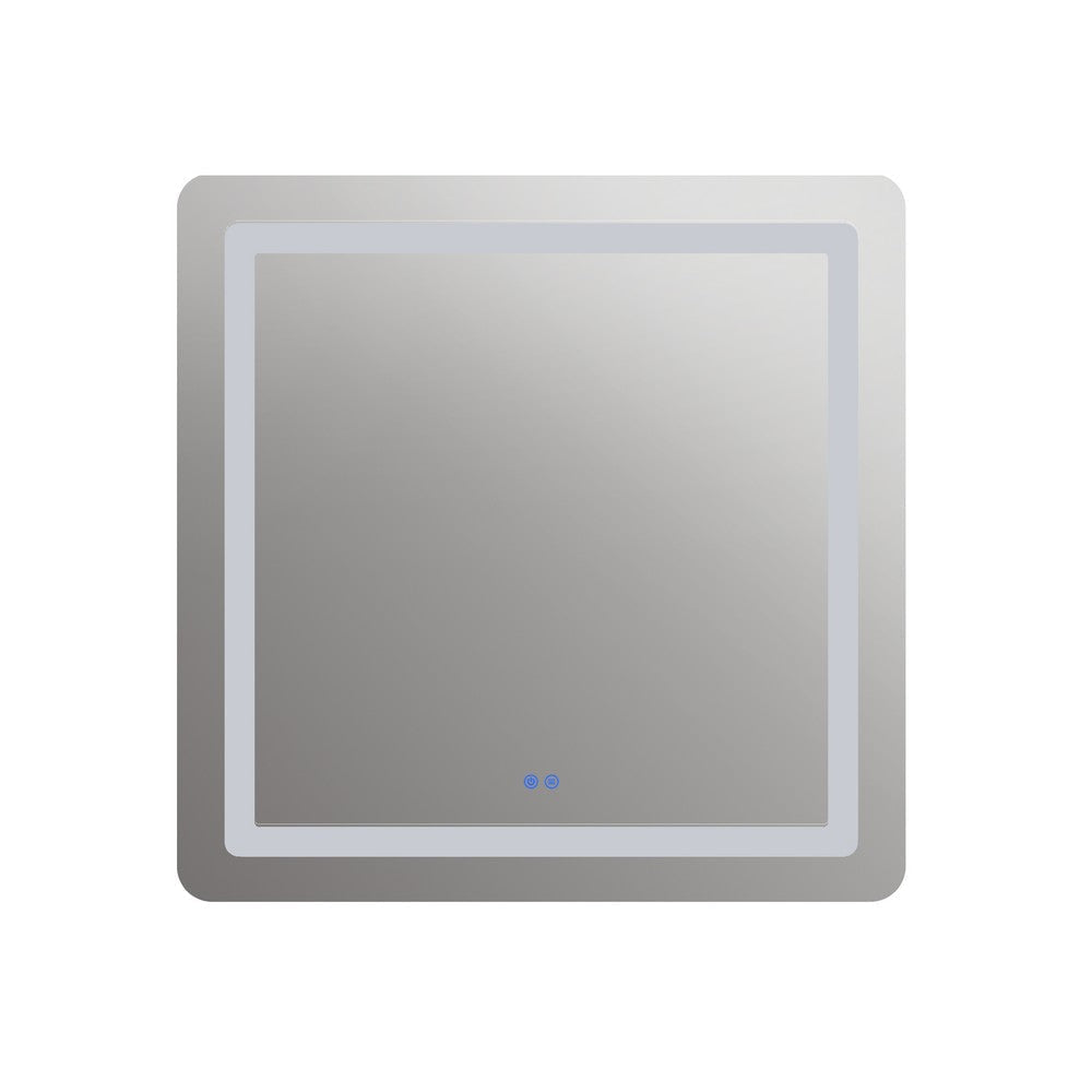 Square Glass Mirror with LED Light and Dimmable Touch Button Clear CHL-CH9M002BW30-LRT