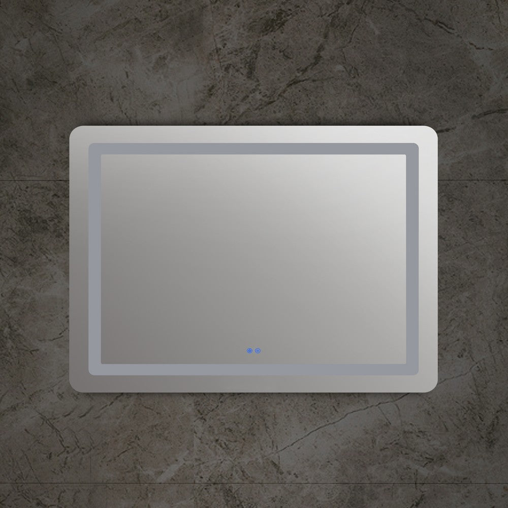 Rectangle Glass Mirror with Curved Corners and White LED Light Clear CHL-CH9M002ED30-LRT