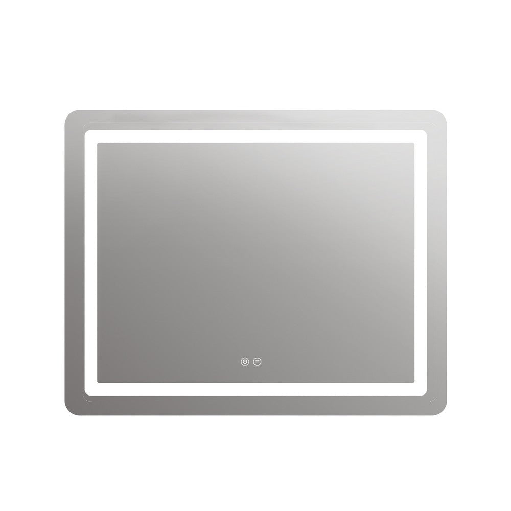 Rectangle Glass Mirror with Curved Corners and White LED Light Clear CHL-CH9M002ED30-LRT