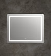 Rectangle Glass Mirror with Curved Corners and White LED Light, Clear
