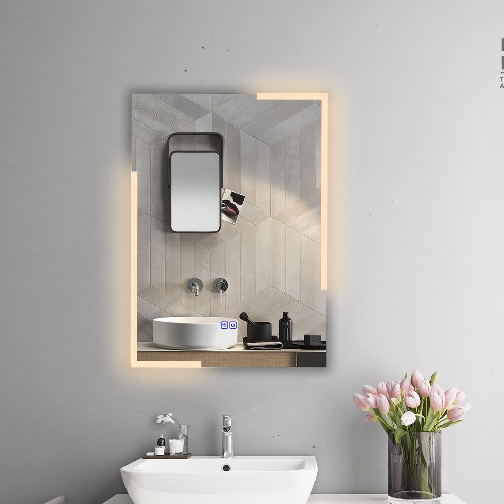 Luminosity Back Lit Rectangular Touchscreen Led Mirror 3 Color Temperatures 3000K-6000K 28’’ Height CHL-CH9M003BL28-VRT