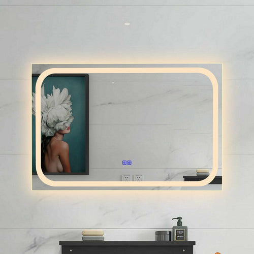 Luminosity Back Lit Rectangular Touchscreen Led Mirror 3 Color Temperatures 3000K-6000K 36" Wide