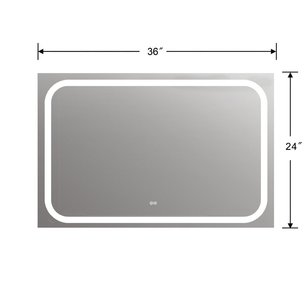 Rectangle Glass Mirror with Warm White LED Light Clear CHL-CH9M004BW36-LRT
