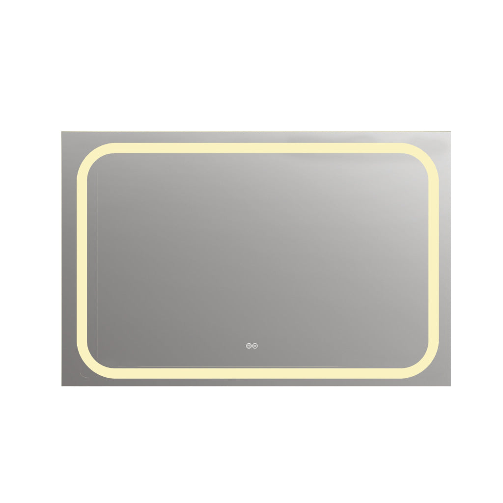 Rectangle Glass Mirror with Warm White LED Light, Clear