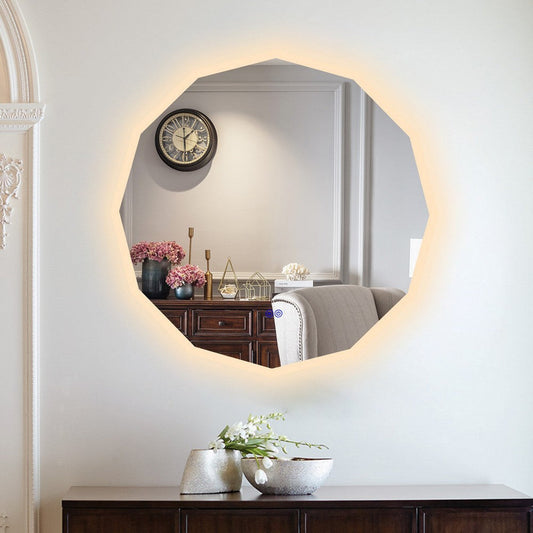 Luminosity Back Lit Dodecagon Touchscreen Led Mirror 3 Color Temperatures 3000K-6000K 32" Wide